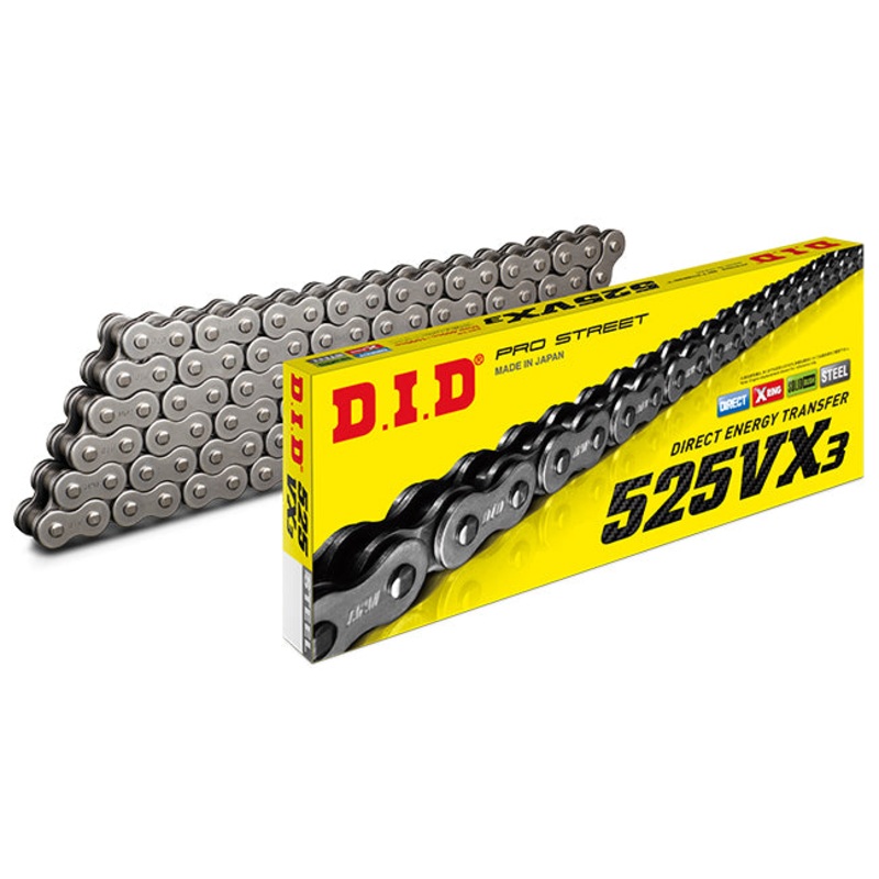 525VX3 x 120ZB X'Ring solid bush chain w/ ZJ rivet link DID ^ (525VX3120)