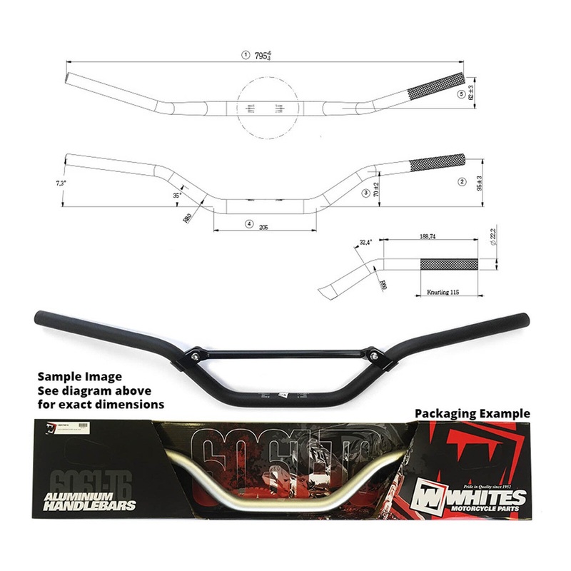 Whites Handlebars Alloy 6061 7/8" (22.2mm) KTM SX65 Black